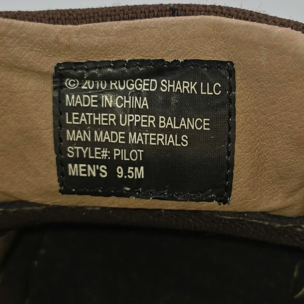 Rugged Shark Men's Sz 9.5 Brown Leather Mesh Rubber Sole Boat Shoes Lightweight